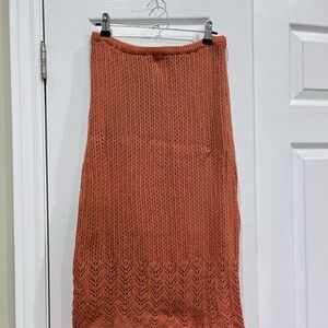 100% Cotton Crochet Skirt — Orange/ Rust Colour